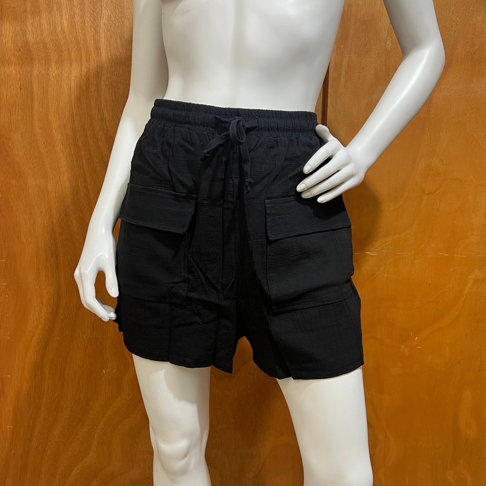 ReachMe Women's Cargo Shorts Black Drawstring Size 2XL Fits Like L/XL